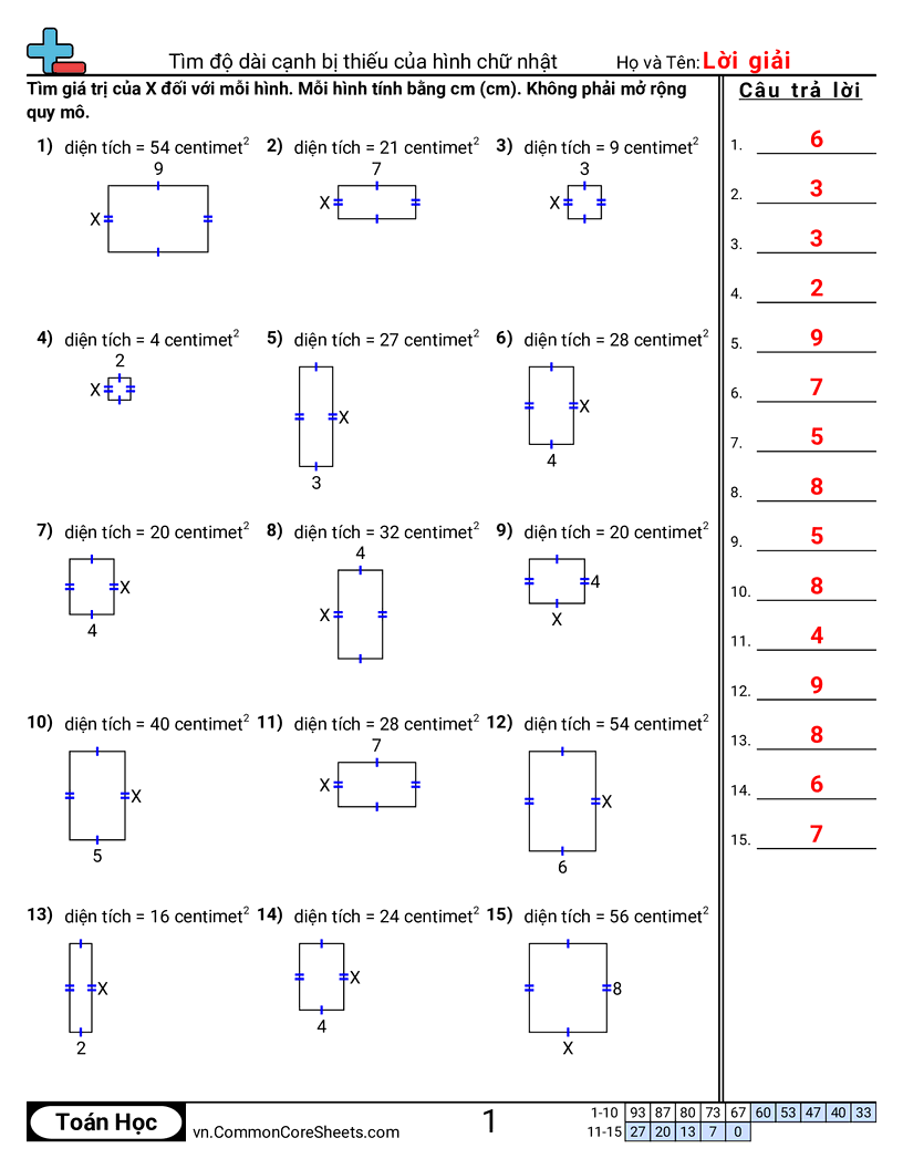 Trang về diện tích & chu vi - tim-do-dai-canh-con-thieu-cua-hinh-chu-nhat worksheet