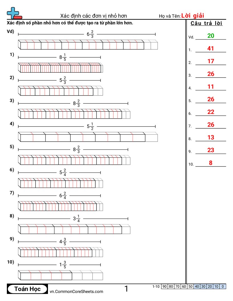 Tìm đơn vị nhỏ hơn worksheet preview