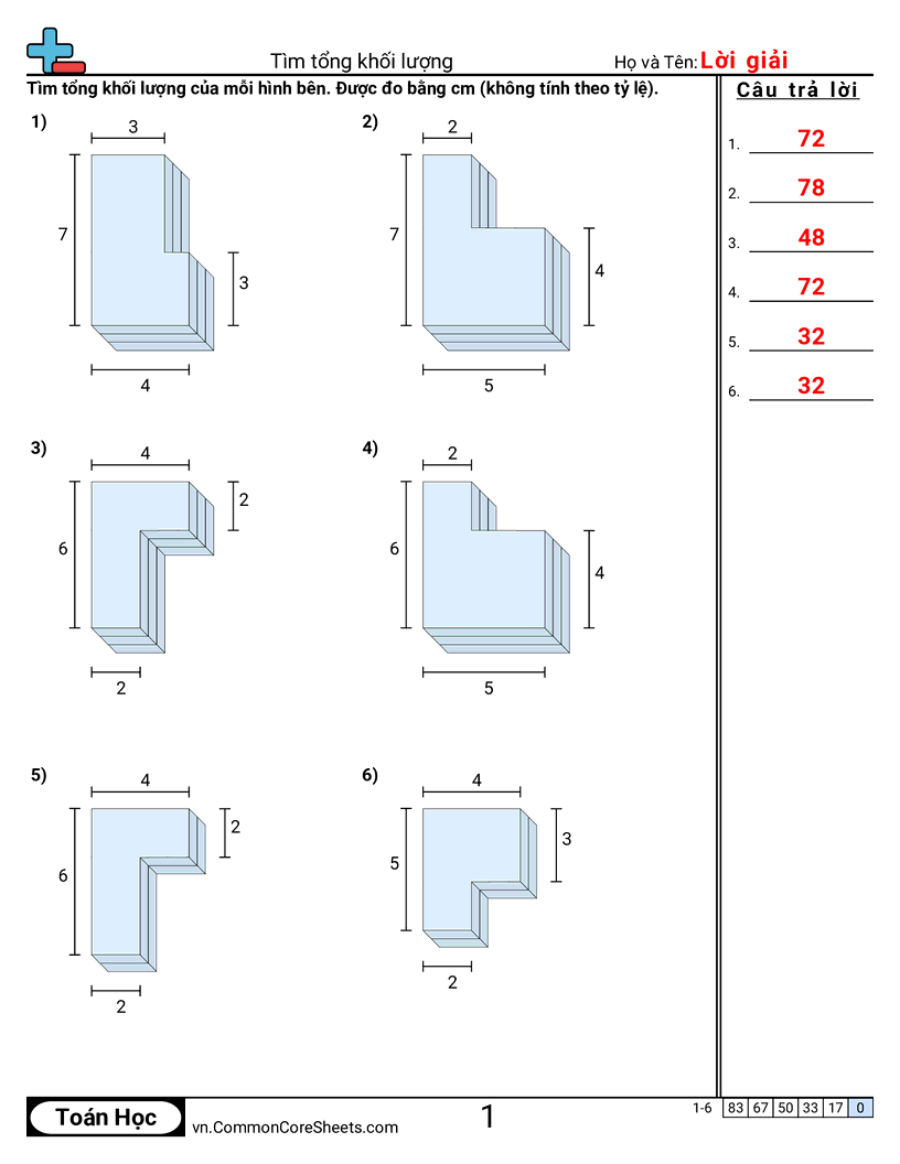 Tìm tổng thể tích worksheet preview