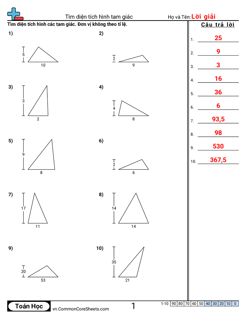 Trang về diện tích & chu vi - dien-tich-tam-giac-day-va-chieu-cao worksheet