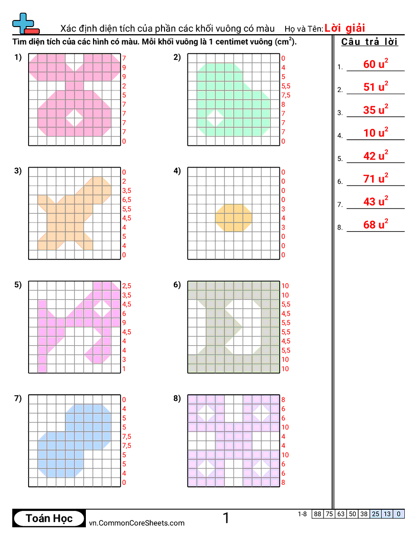 Trang về diện tích & chu vi - khoi-mot-phan worksheet