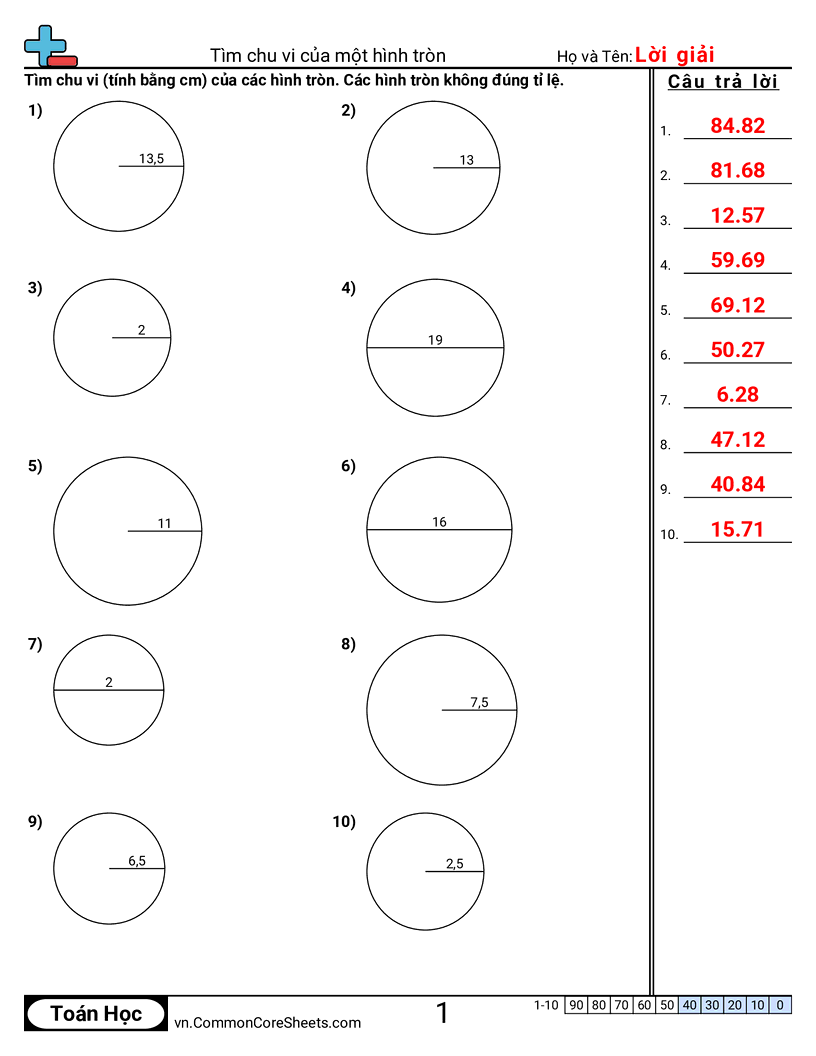 Trang về diện tích & chu vi - chu-vi-duong-tron worksheet