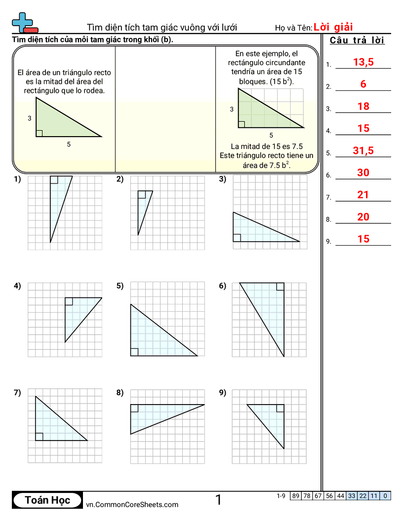 Trang về diện tích & chu vi - tim-dien-tich-tam-giac-vuong-bang-luoi worksheet