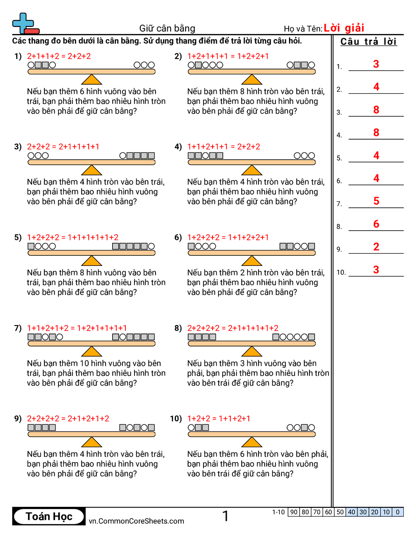 Trang về cân bằng phương trình - giu-can-thang-bang worksheet