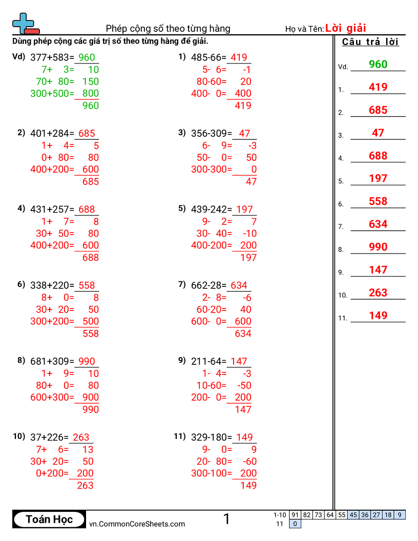 Trang về phép cộng - chien-luoc-cong worksheet