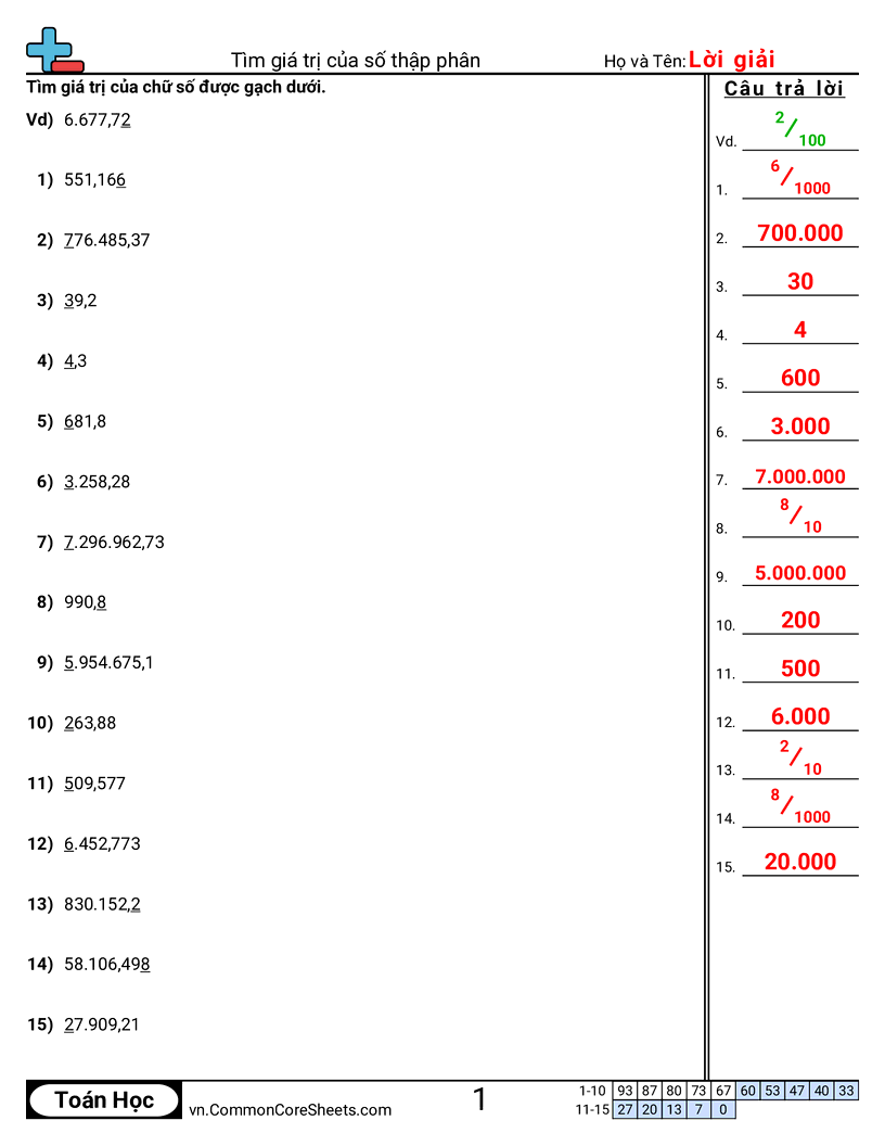 Tìm giá trị (với số thập phân) worksheet preview