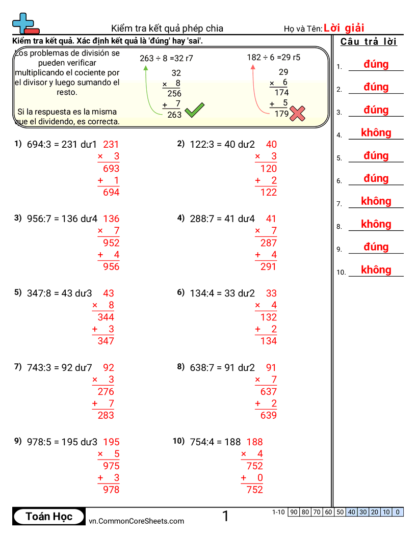 Trang về phép chia - kiem-tra-dap-an-phep-chia worksheet