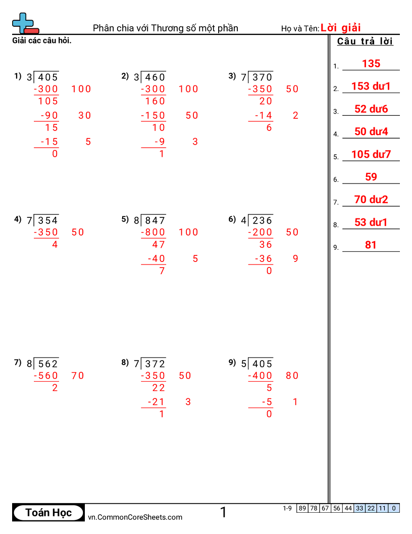 Trang về phép chia - chia-voi-thuong-phan worksheet