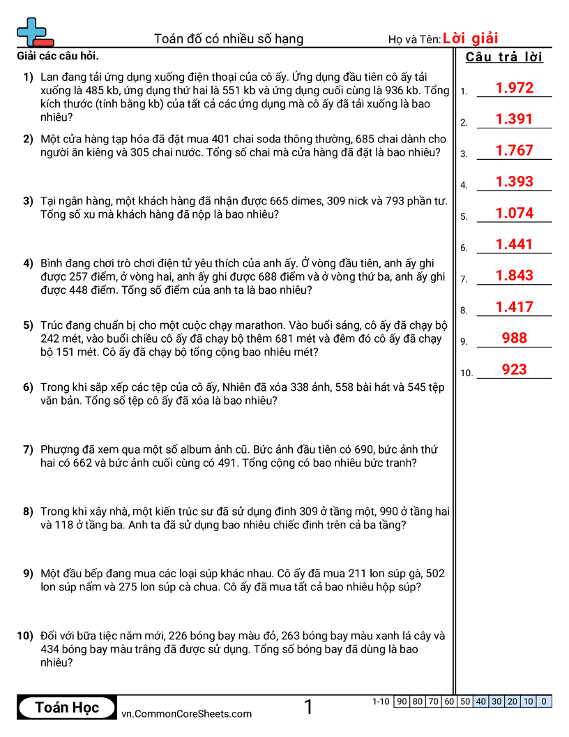 Trang về phép cộng - nhieu-so-hang-3-chu-so-bai-toan-loi-van worksheet