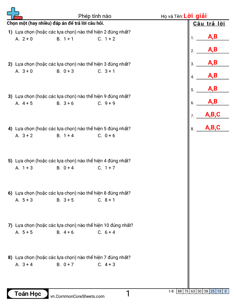 Trang về phép cộng - cai-nao-bang-nhau worksheet