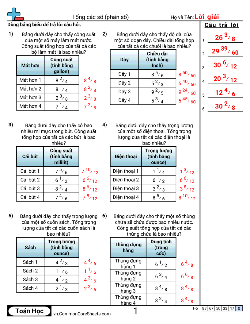 Trang về phân số - gop-so-luong worksheet