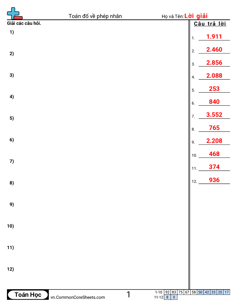 Trang về phép nhân - 2-chu-so-x-2-chu-so worksheet