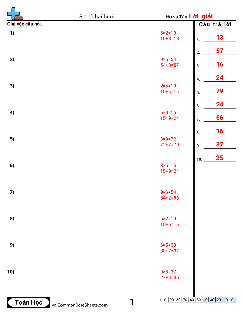 Nhân rồi cộng worksheet preview