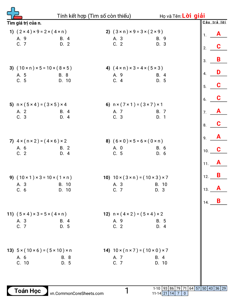 Hoàn thành tính chất kết hợp worksheet preview