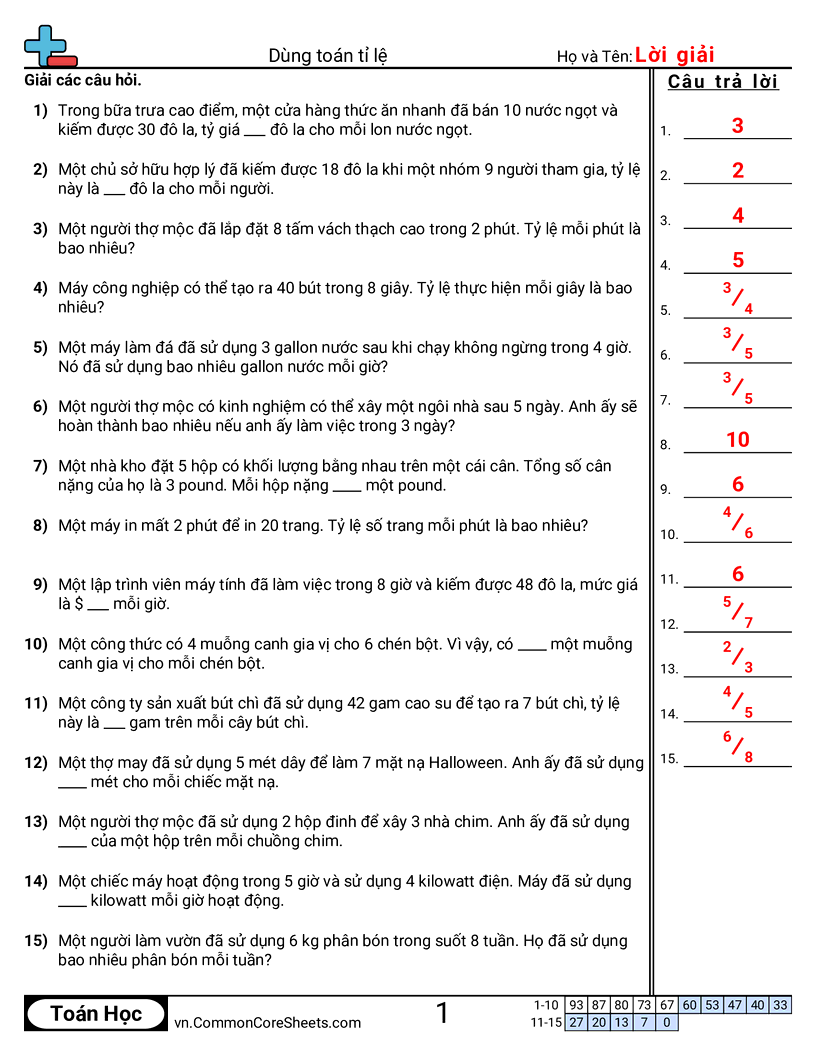 Ngôn ngữ về tốc độ worksheet preview