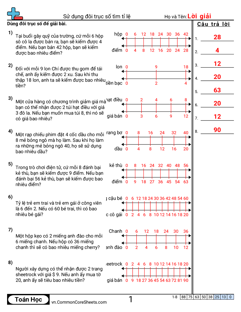 Tỉ lệ đường thẳng kép worksheet preview