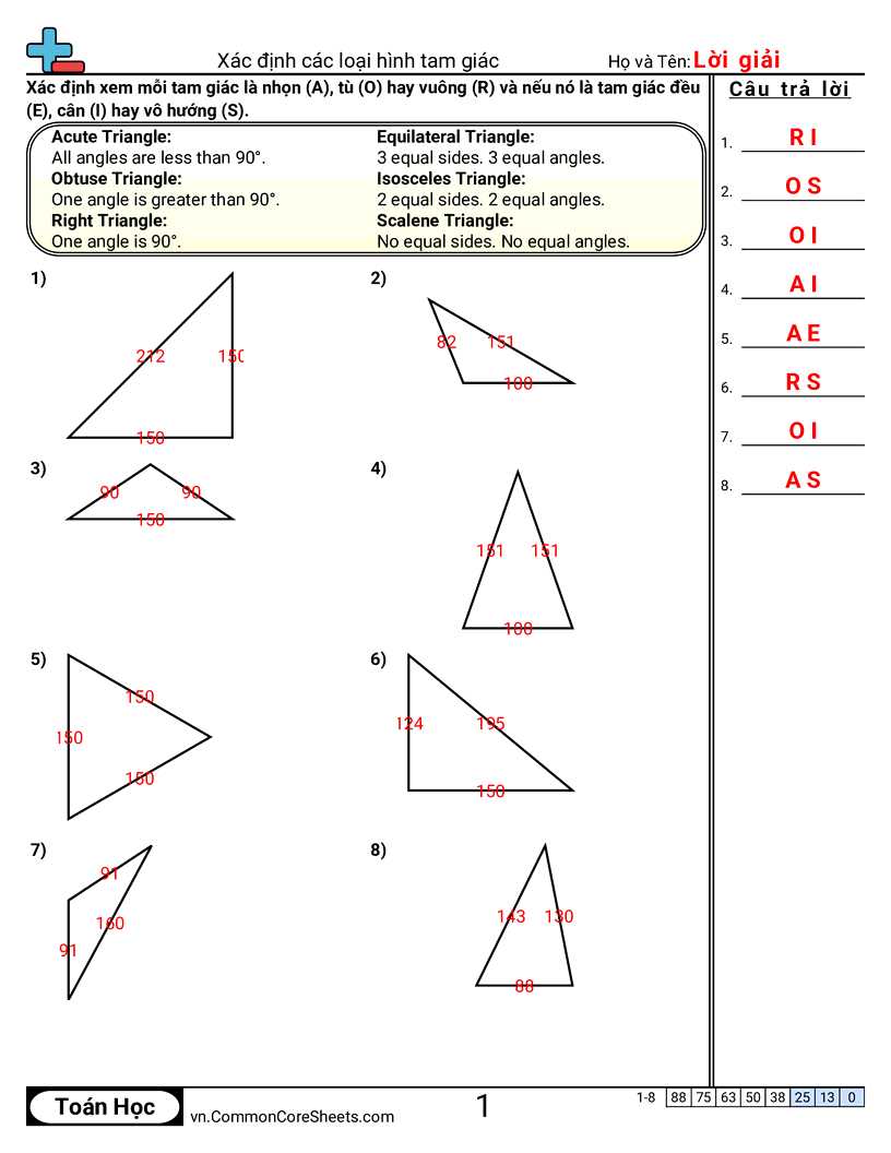 Trang về các hình - xac-dinh-loai-tam-giac worksheet