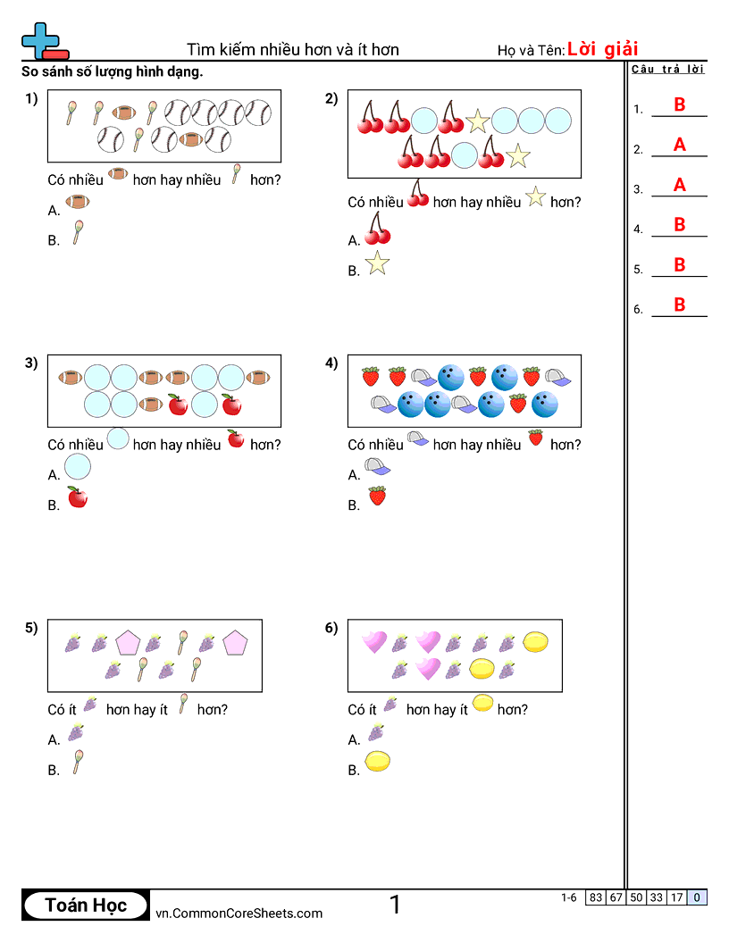 Tìm nhiều hơn và ít hơn worksheet preview